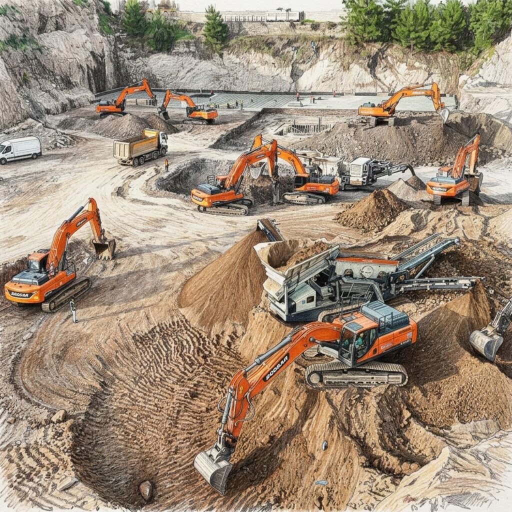 Can Group makine parkı sahada eş zamanlı çalışırken